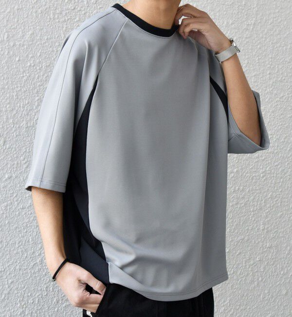 SHIPS any「SHIPS any:〈洗濯機可能〉リブ パネル スポーティー ジャージー Tシャツ◇」|Tシャツ・カットソー|