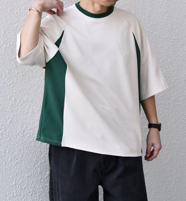 SHIPS any「SHIPS any:〈洗濯機可能〉リブ パネル スポーティー ジャージー Tシャツ◇」|Tシャツ・カットソー|ベージュ