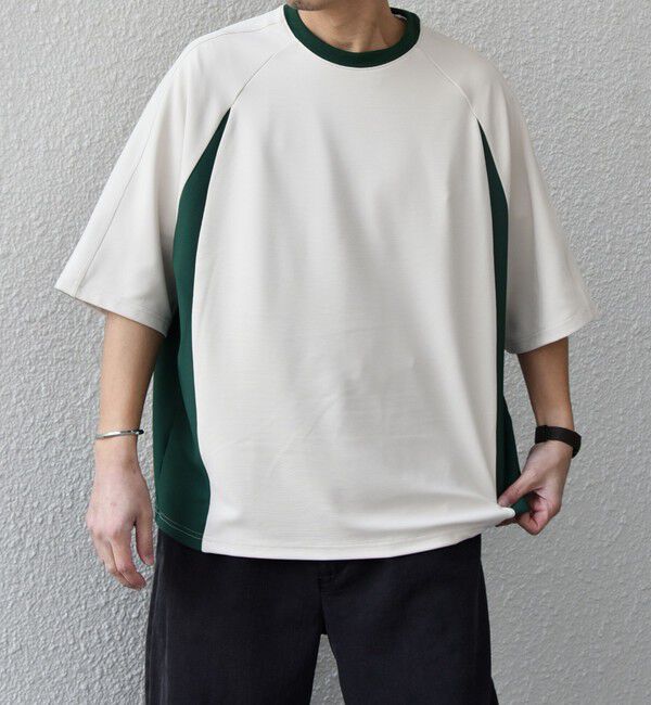 SHIPS any「SHIPS any:〈洗濯機可能〉リブ パネル スポーティー ジャージー Tシャツ◇」|Tシャツ・カットソー|