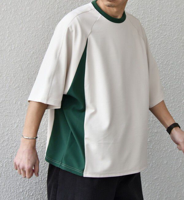 SHIPS any「SHIPS any:〈洗濯機可能〉リブ パネル スポーティー ジャージー Tシャツ◇」|Tシャツ・カットソー|