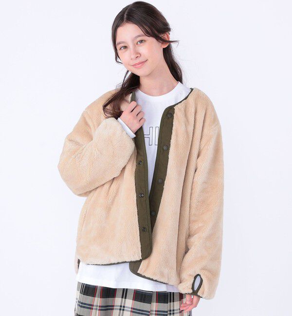 SHIPS KIDS「SHIPS KIDS:140～160cm/〈洗濯機可能〉ボア&times;キルティング リバーシブル ブルゾン」|ブルゾン・スタジャン|