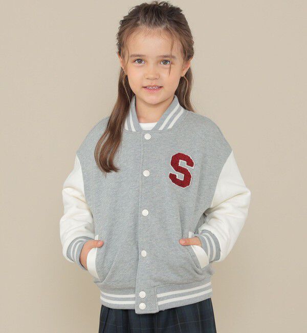 SHIPS KIDS「SHIPS KIDS:100～130cm/スタジアム ジャケット」|ブルゾン・スタジャン|グレー