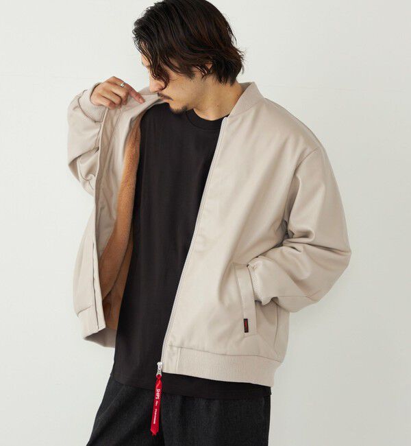 SHIPS Colors 「SHIPS Colors:合成皮革 ボア ボマー ジャケット」|ブルゾン・スタジャン|