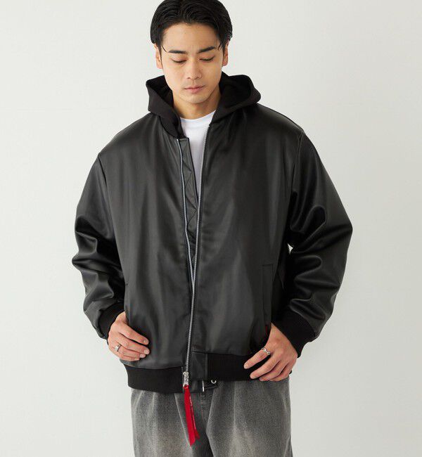 SHIPS Colors 「SHIPS Colors:合成皮革 ボア ボマー ジャケット」|ブルゾン・スタジャン|