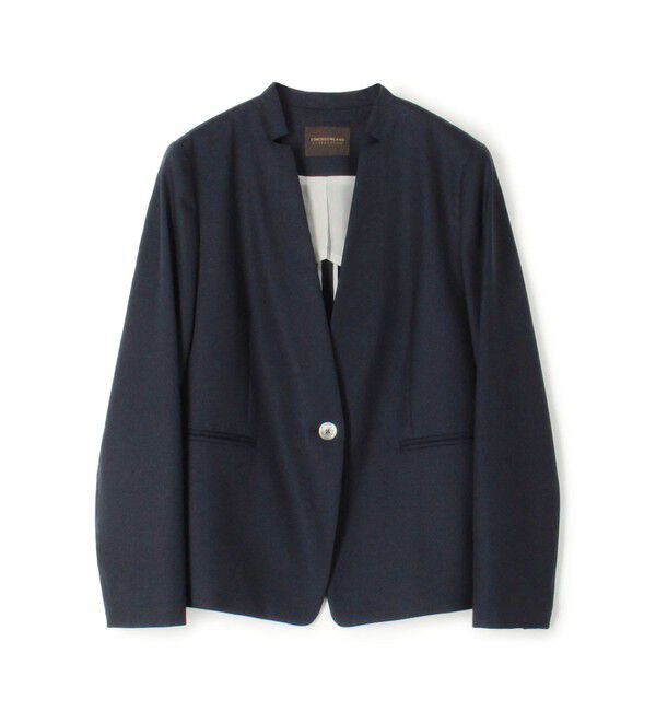 TOMORROWLAND collection「シャイニーシャーク キザミカラージャケット」|ノーカラージャケット|69 ネイビー