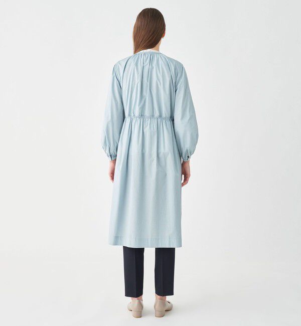 Ballsey「ライトタフタ ジップアップロングコート」|ノーカラーコート|