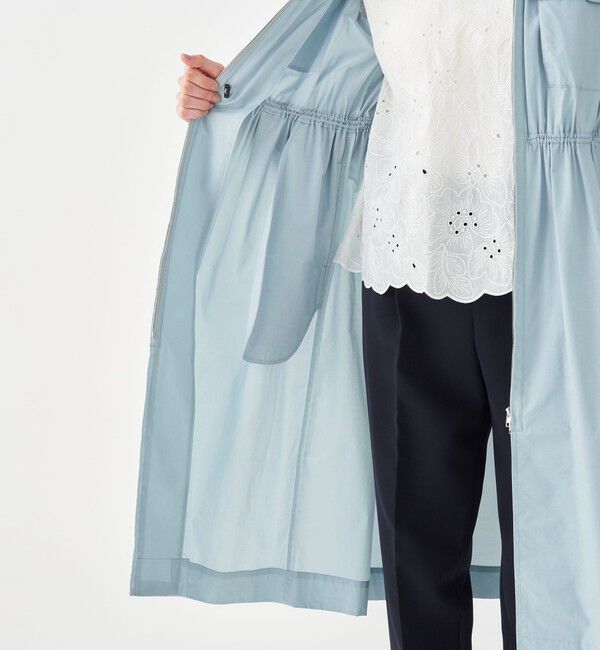 Ballsey「ライトタフタ ジップアップロングコート」|ノーカラーコート|