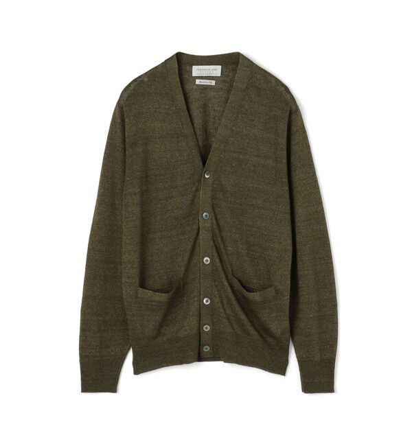 TOMORROWLAND MENS「TOMORROWLAND tricot ティントリネン Vネックカーディガン」|カーディガン|59 ダークグリーン