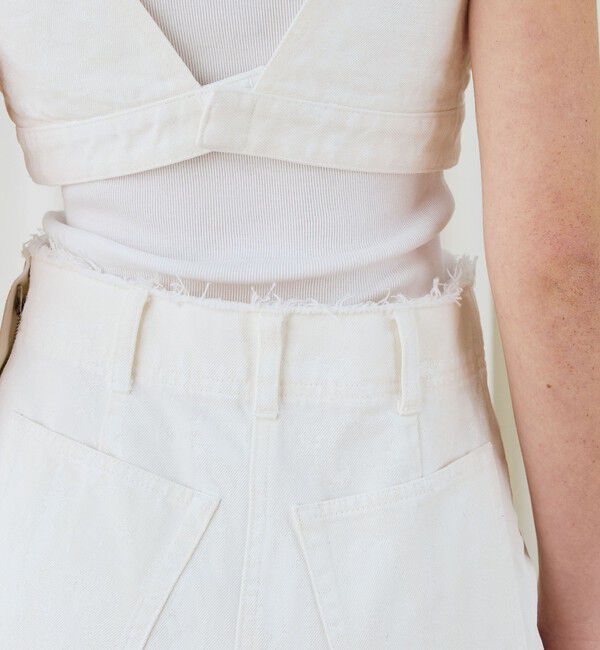 DES PRES「ペインティングホワイトデニム ブラレット付きマキシスカート」|タイト|