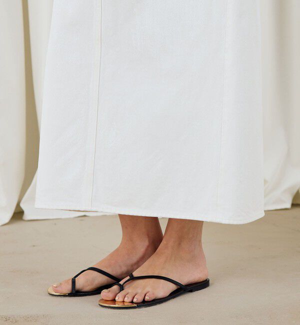 DES PRES「ペインティングホワイトデニム ブラレット付きマキシスカート」|タイト|