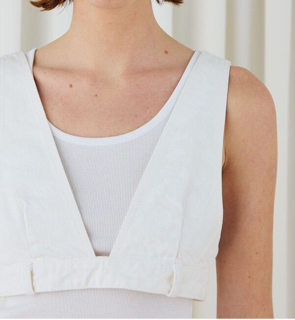 DES PRES「ペインティングホワイトデニム ブラレット付きマキシスカート」|タイト|