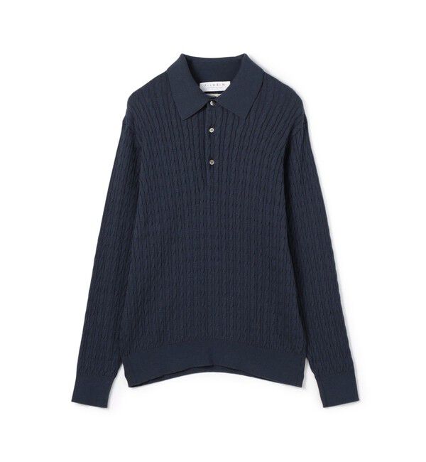 TOMORROWLAND MENS「コットンシルク ポロカラー ケーブルニット」|ニット・セーター|65 ブルー