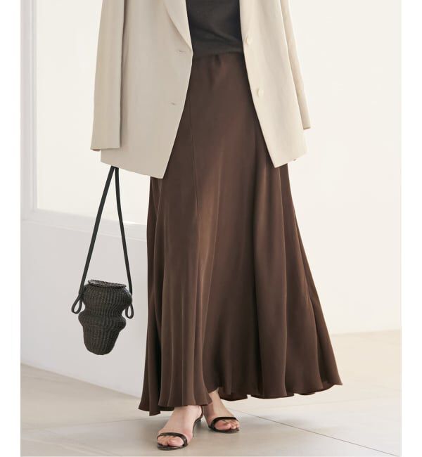 Plage「《追加予約》Washable Fibril ロングスカート」|スカート|ブラウン A