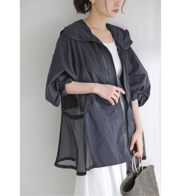  「《予約》【洗える】Mewl / ミュール シアーUVカットパーカー」|ブルゾン・スタジャン|ブラック