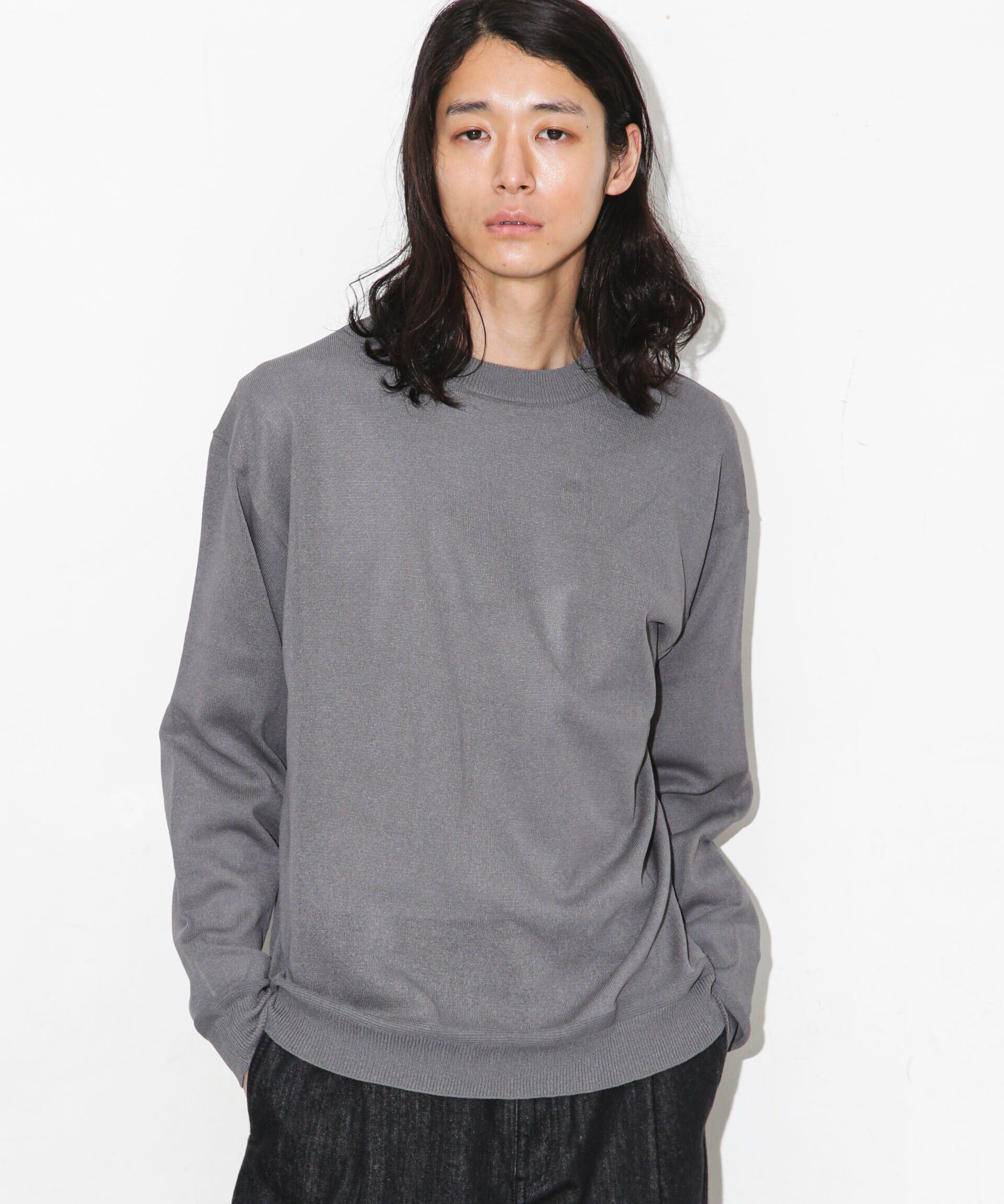nano･universe「｢WAGAMI｣クルーネックニットTシャツ 長袖」|ニット・セーター|グレー