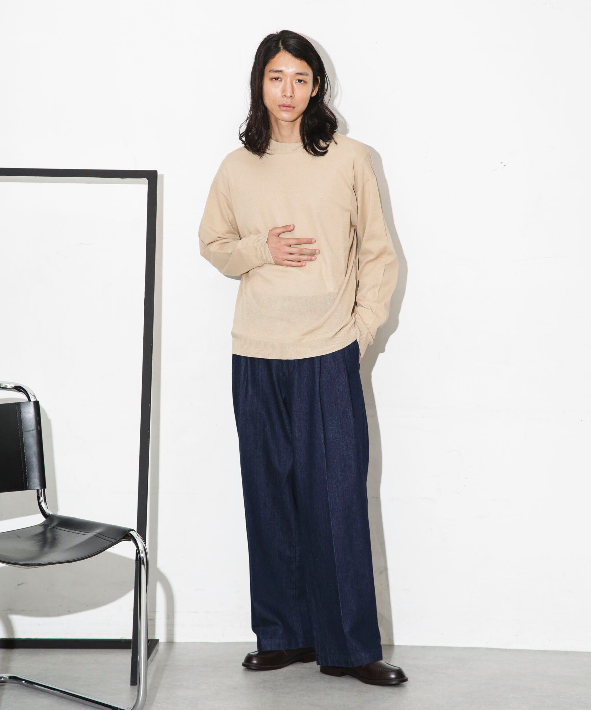 nano･universe「｢WAGAMI｣クルーネックニットTシャツ 長袖」|ニット・セーター|