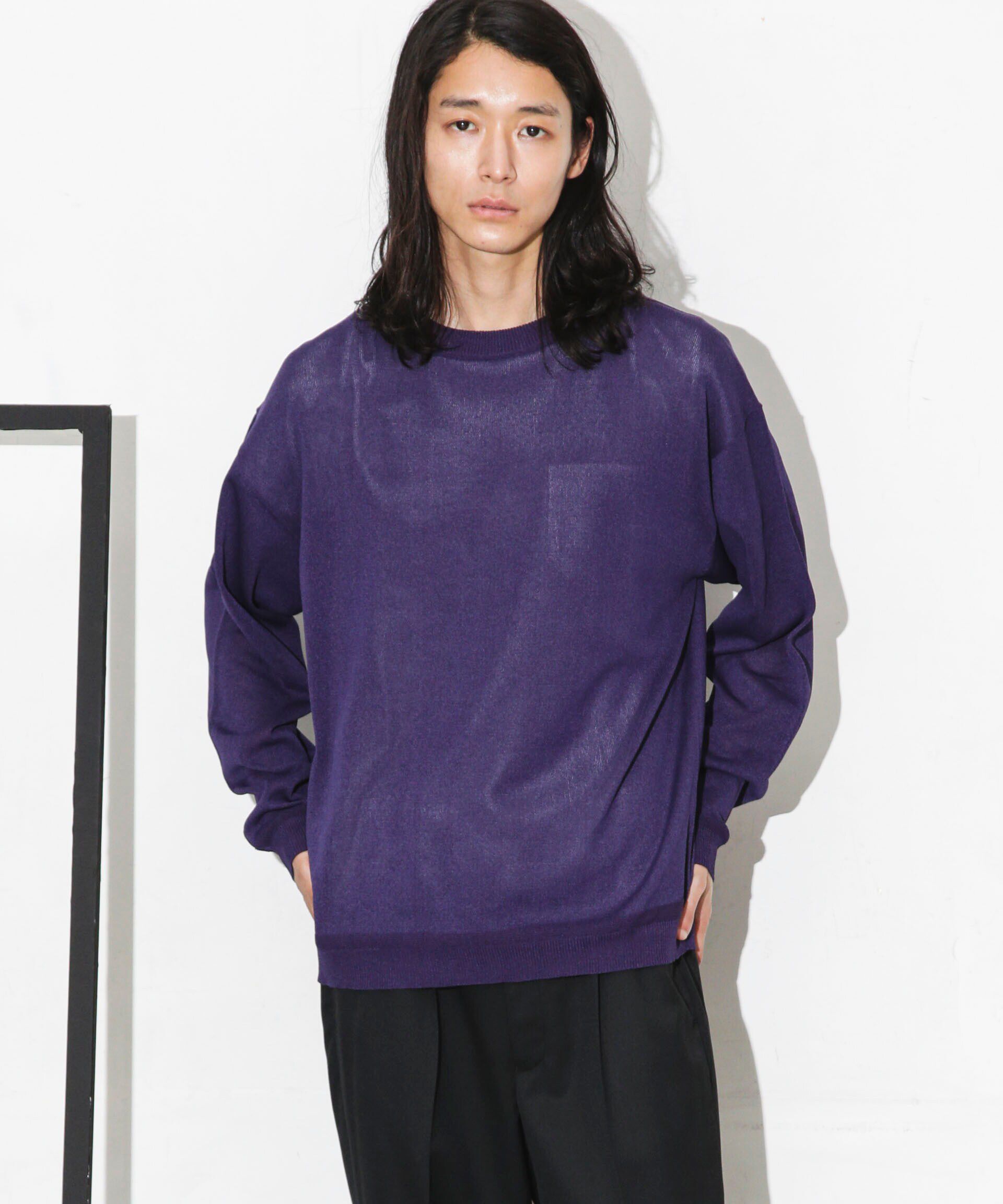 nano･universe「｢WAGAMI｣クルーネックニットTシャツ 長袖」|ニット・セーター|