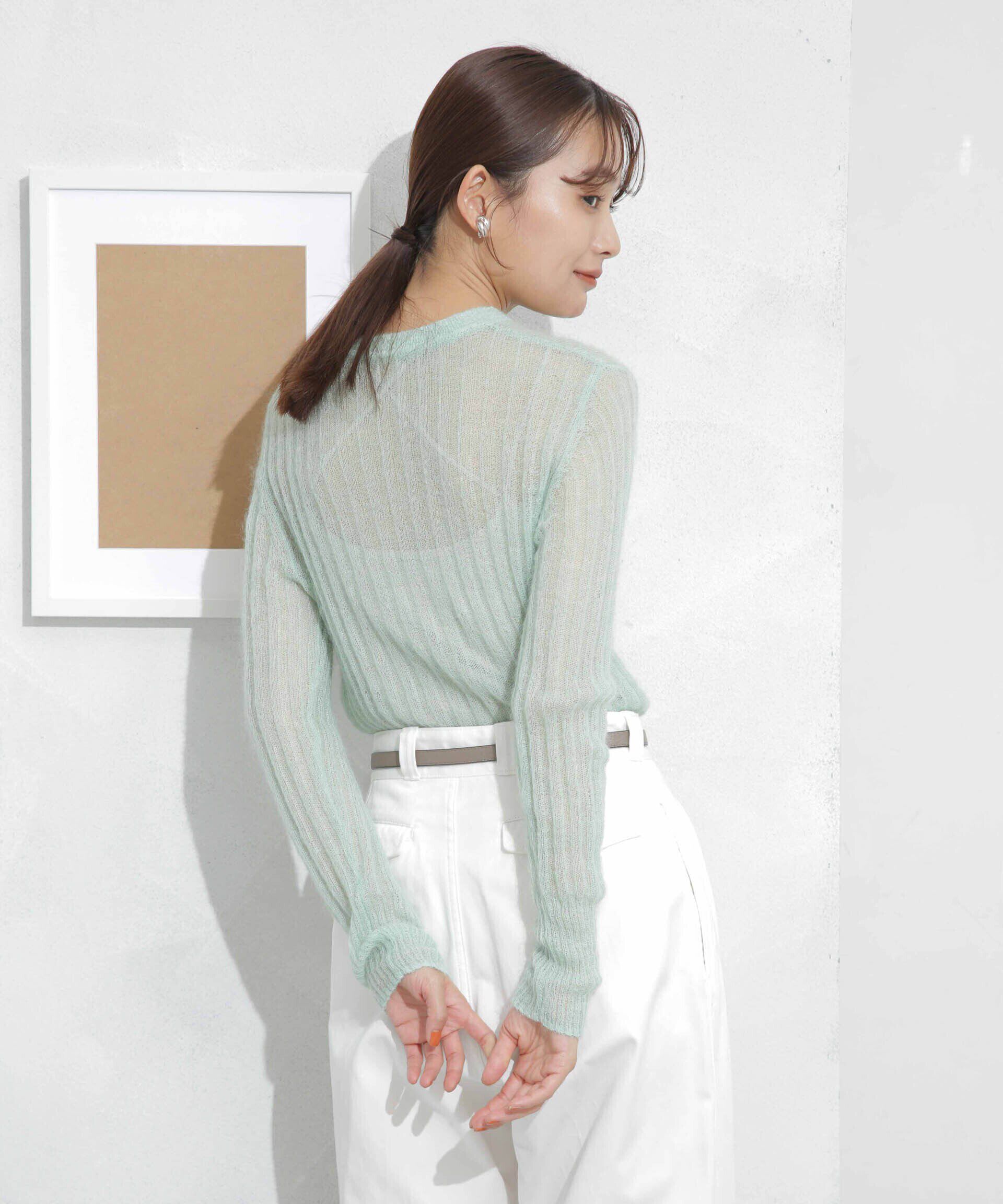 nano･universe「シアーモヘヤリブニットプルオーバー」|ニット・セーター|