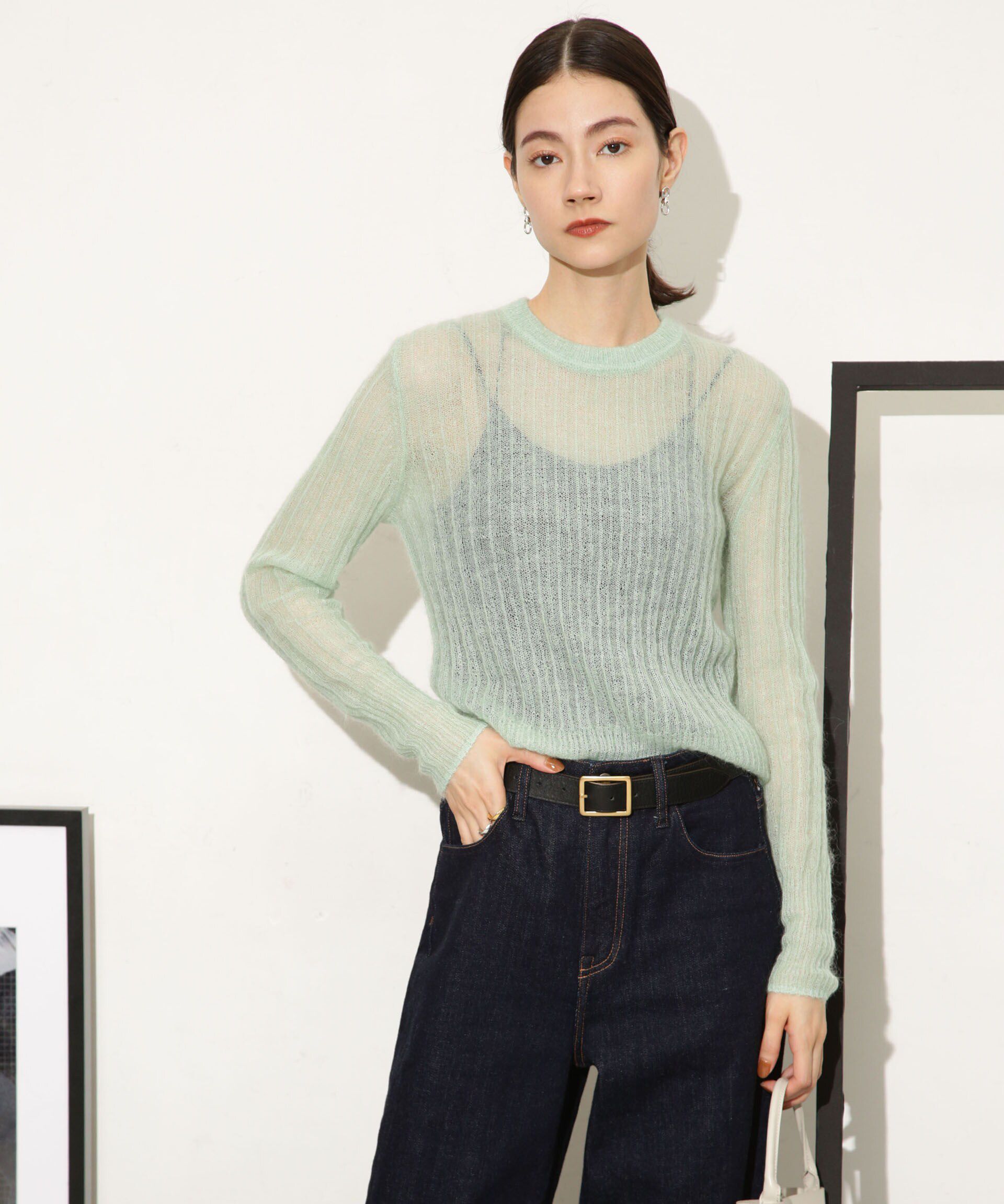 nano･universe「シアーモヘヤリブニットプルオーバー」|ニット・セーター|