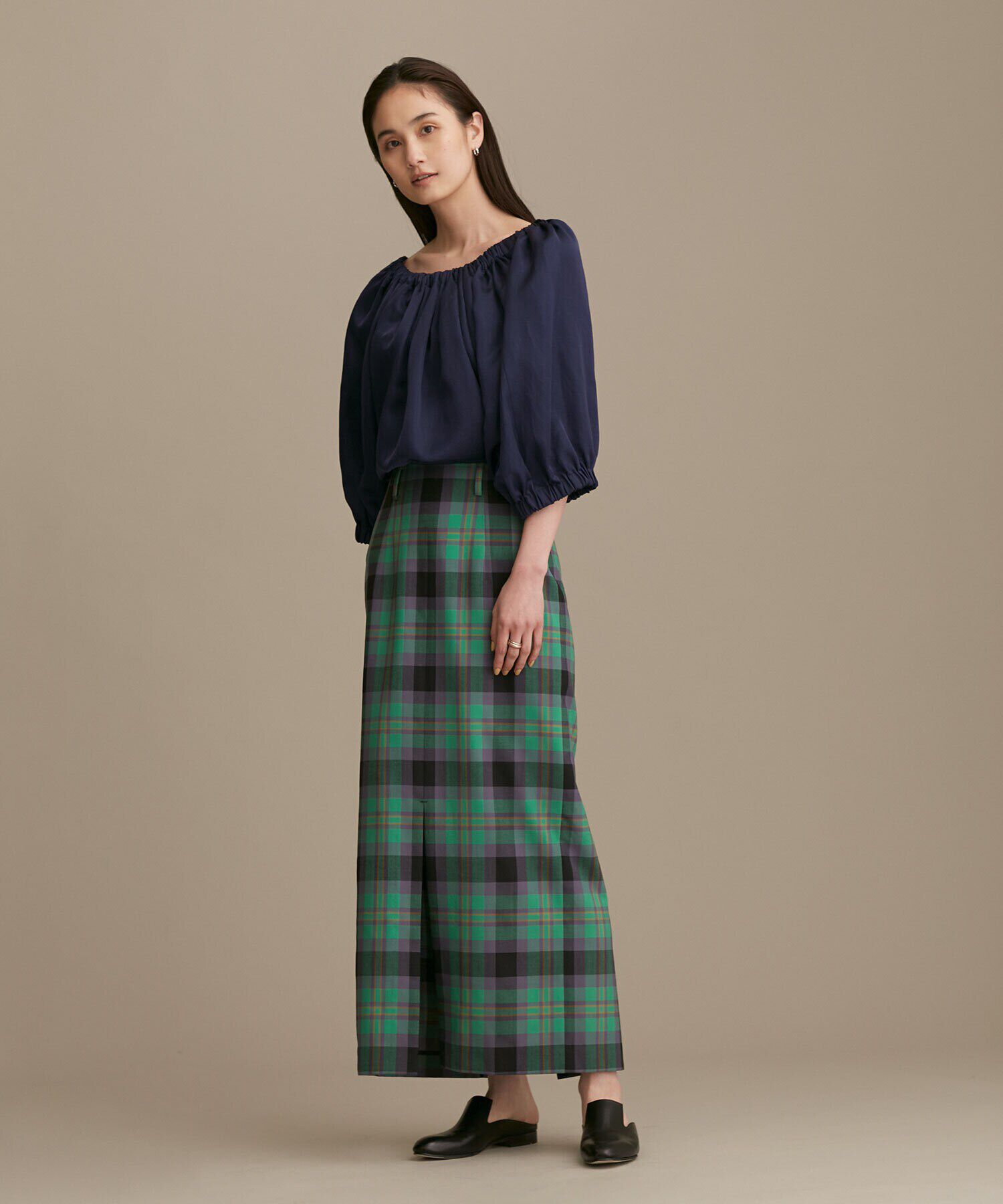 nano･universe「LB.01/サテンギャザーブルゾン 五分袖」|ブルゾン・スタジャン|