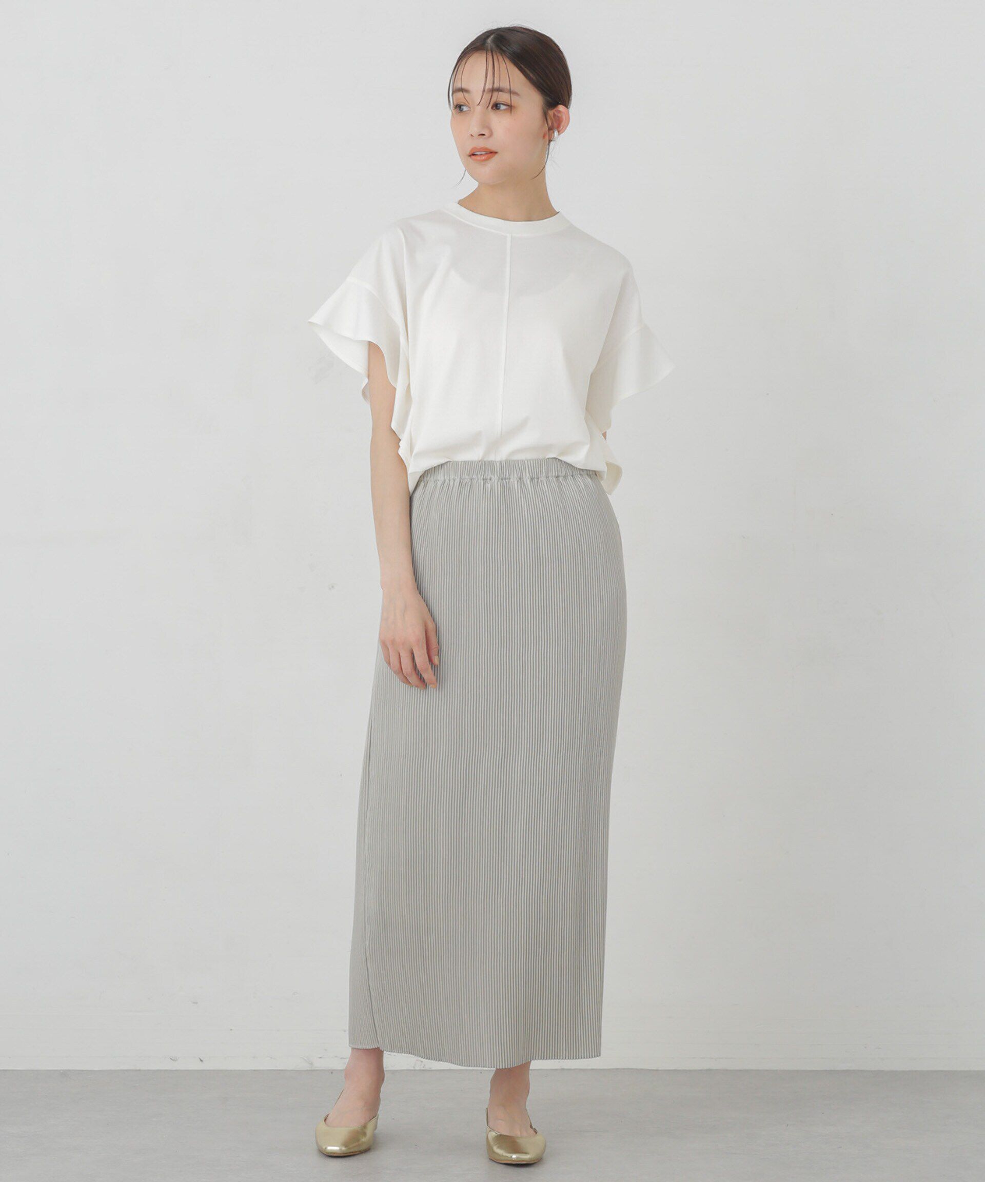 nano･universe「箔プリントプリーツスカート」|スカート|