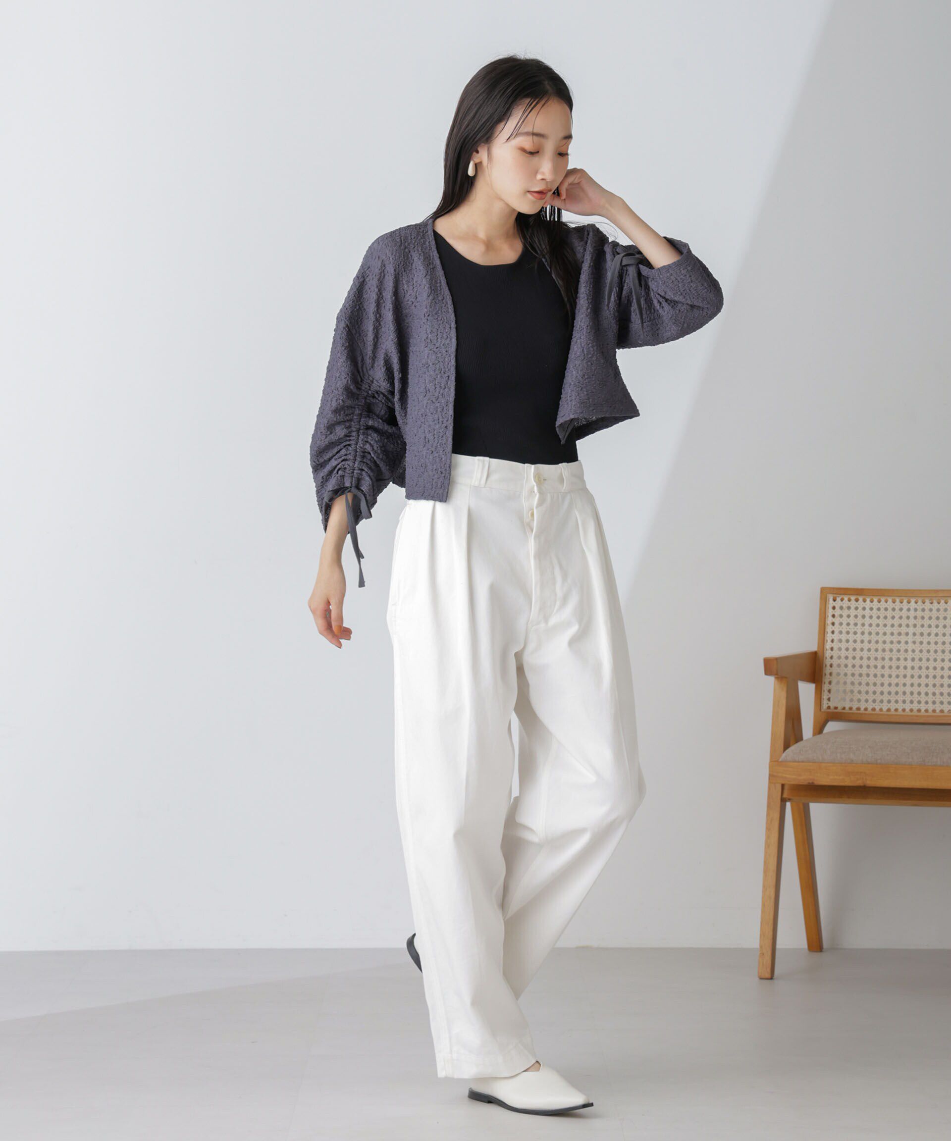 nano･universe「シャーリングドロストカーディガン」|Tシャツ・カットソー|