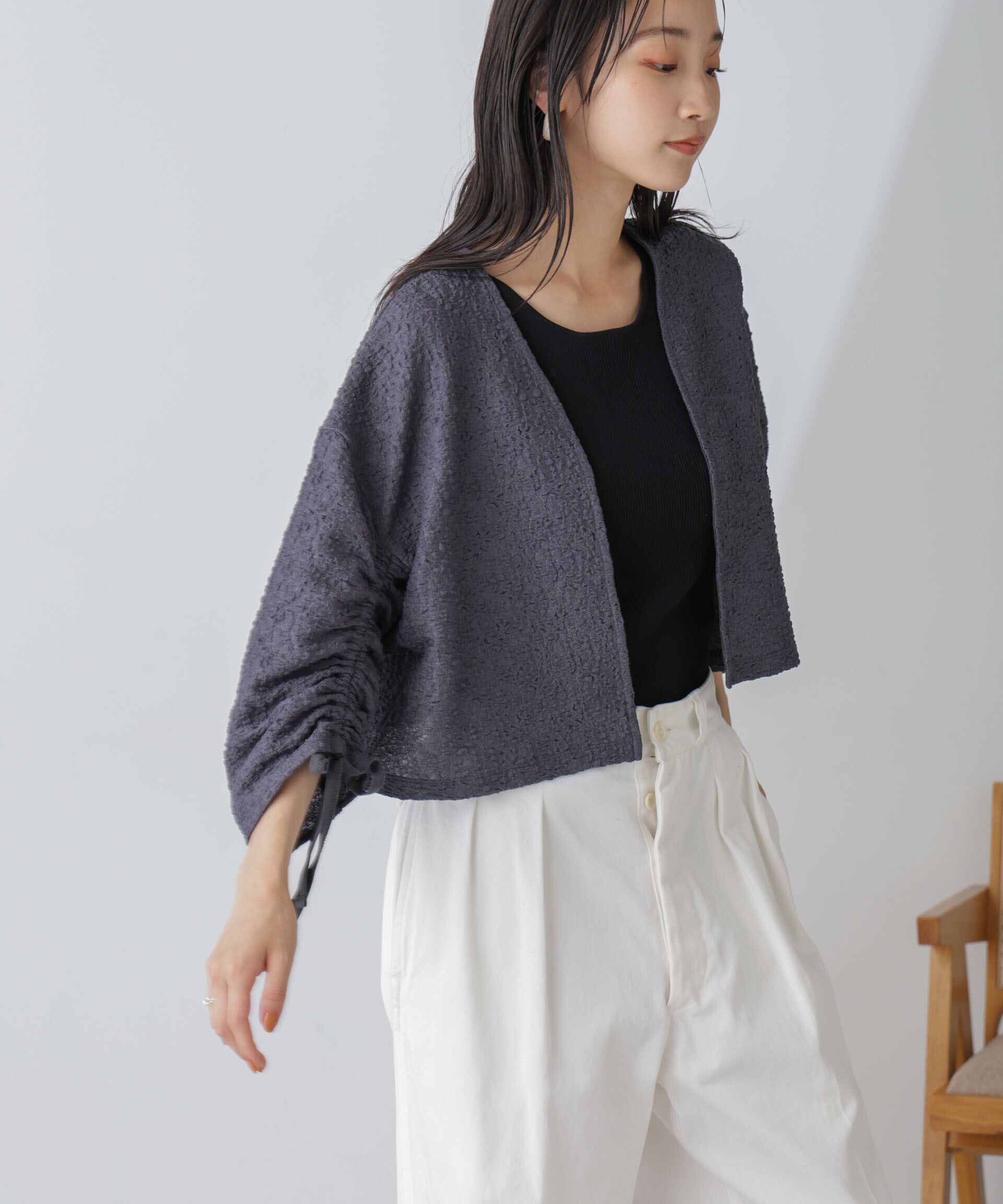 nano･universe「シャーリングドロストカーディガン」|Tシャツ・カットソー|