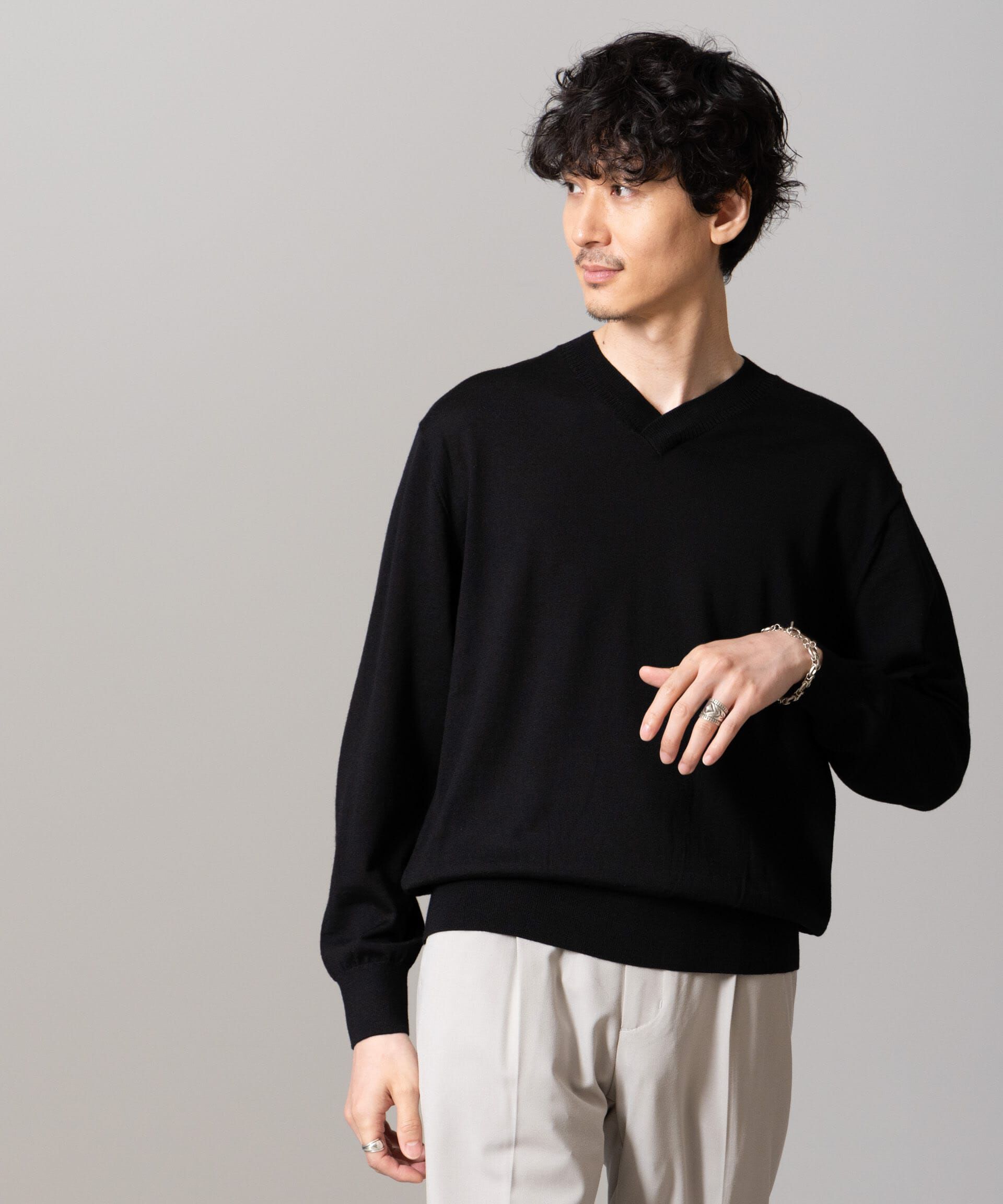 nano･universe「「毛玉レスニット」ファインゲージVネック」|ニット・セーター|