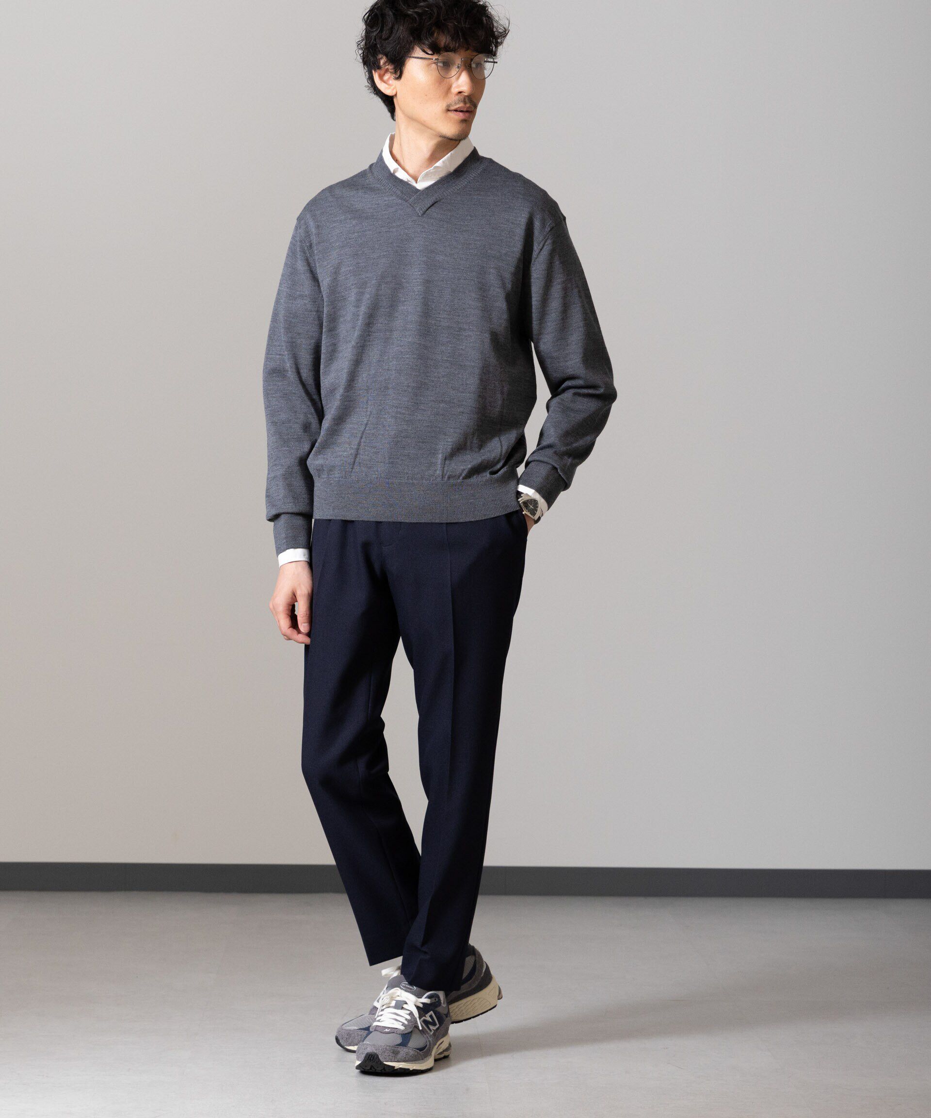 nano･universe「「毛玉レスニット」ファインゲージVネック」|ニット・セーター|