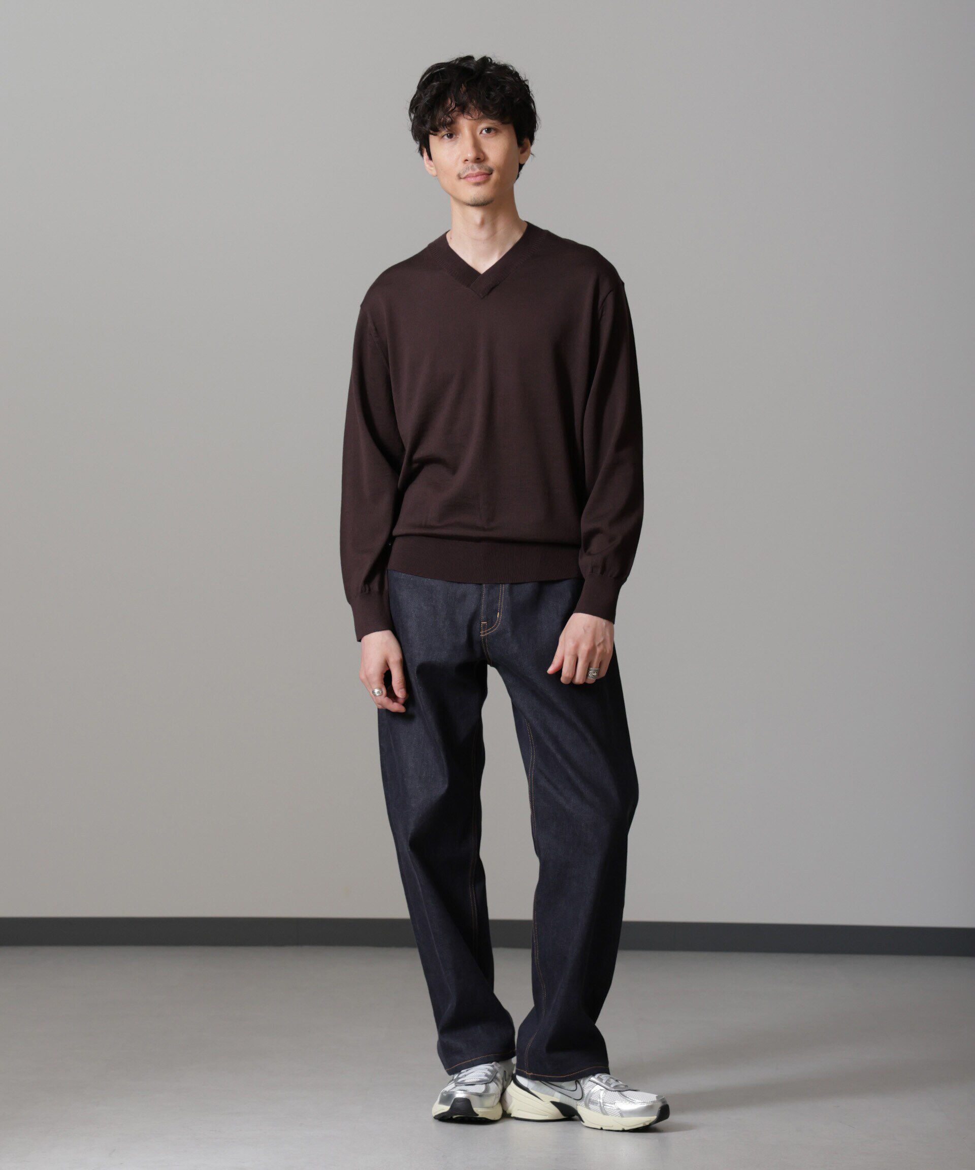 nano･universe「「毛玉レスニット」ファインゲージVネック」|ニット・セーター|