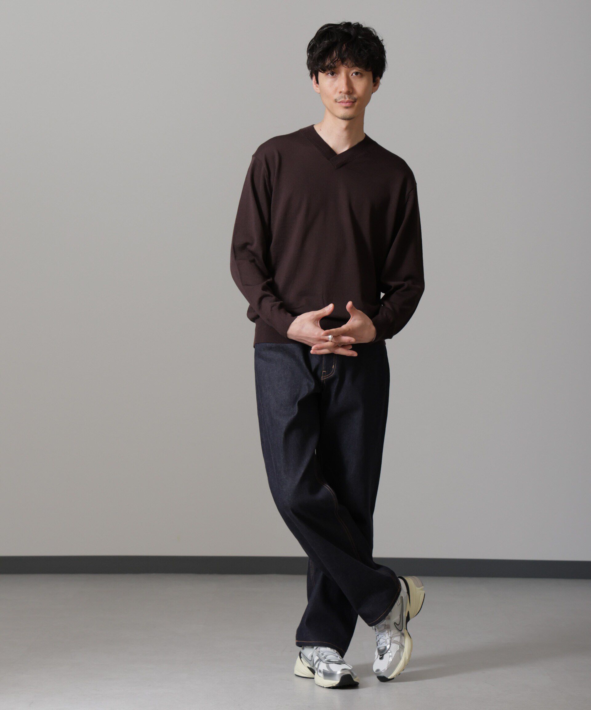 nano･universe「「毛玉レスニット」ファインゲージVネック」|ニット・セーター|