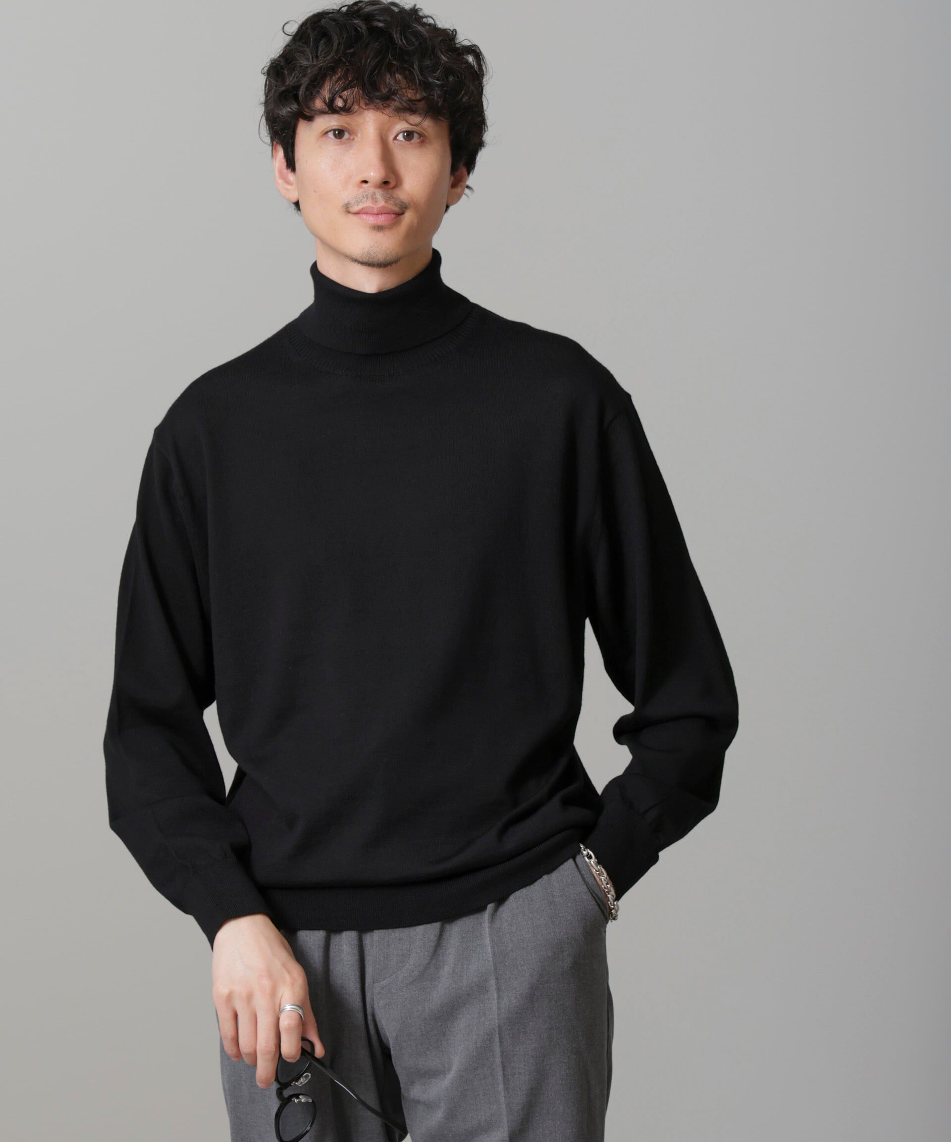 nano･universe「「毛玉レスニット」 ファインゲージタートルネック」|ニット・セーター|