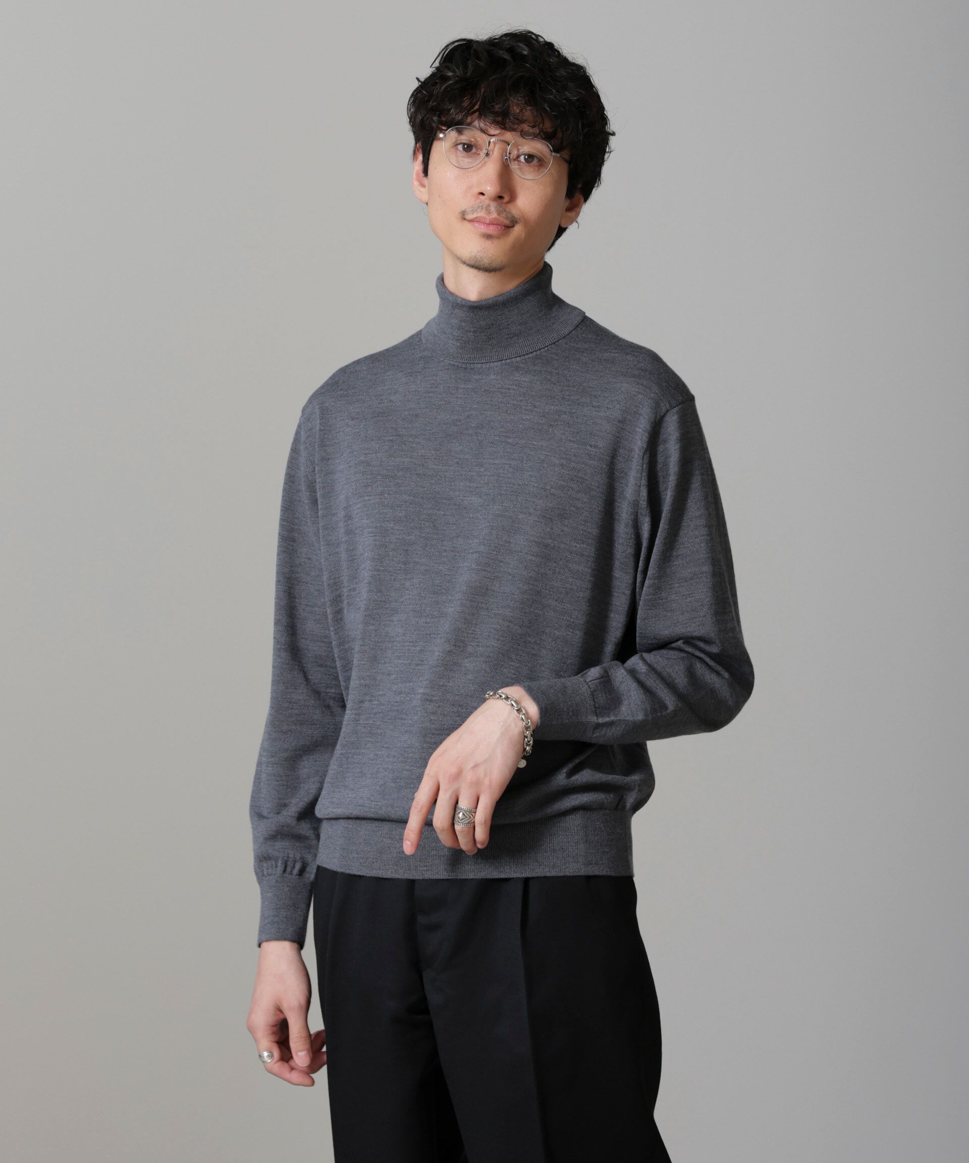 nano･universe「「毛玉レスニット」 ファインゲージタートルネック」|ニット・セーター|