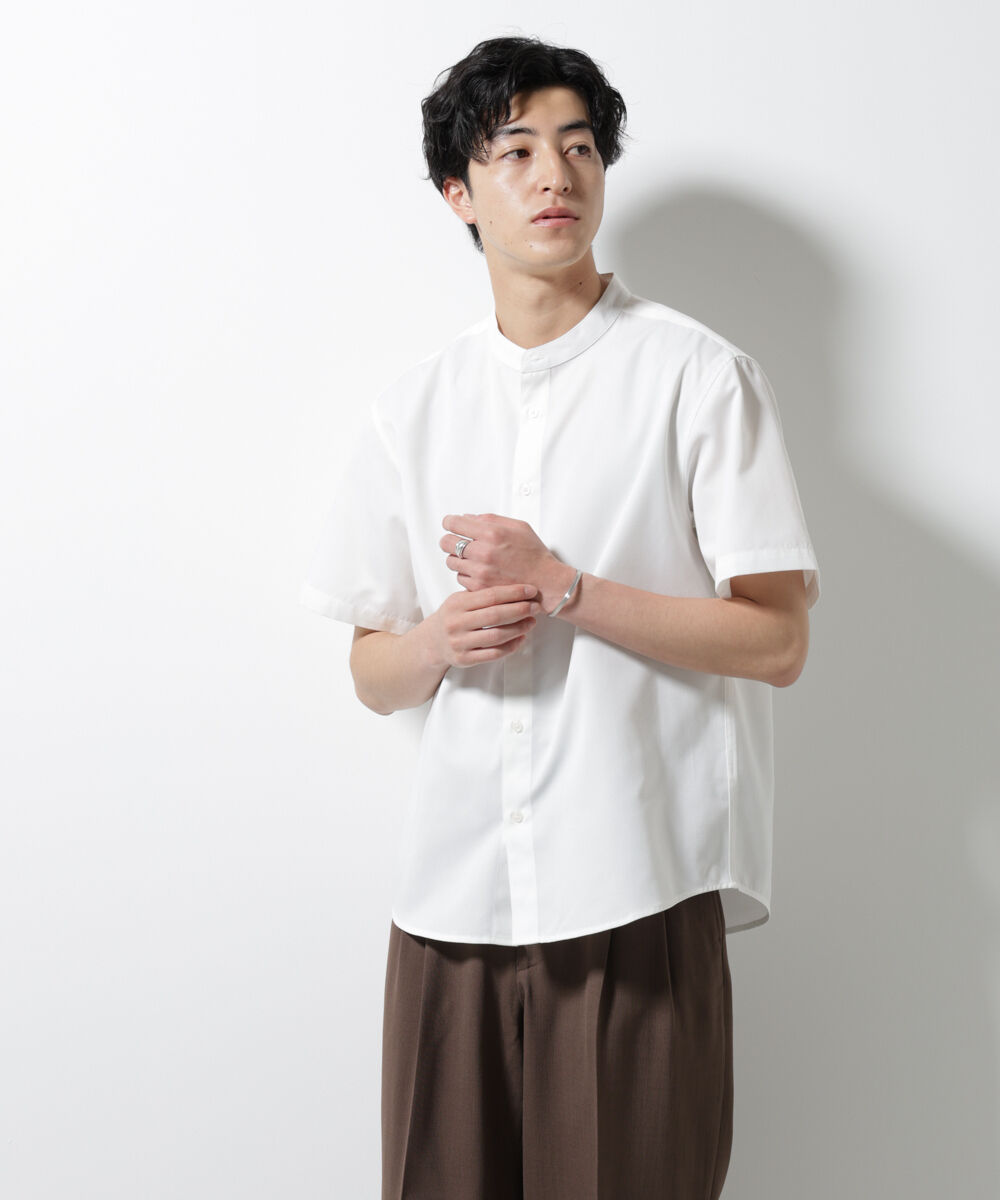 nano･universe「スタンダードバンドカラーシャツ/半袖」|シャツ・ブラウス|