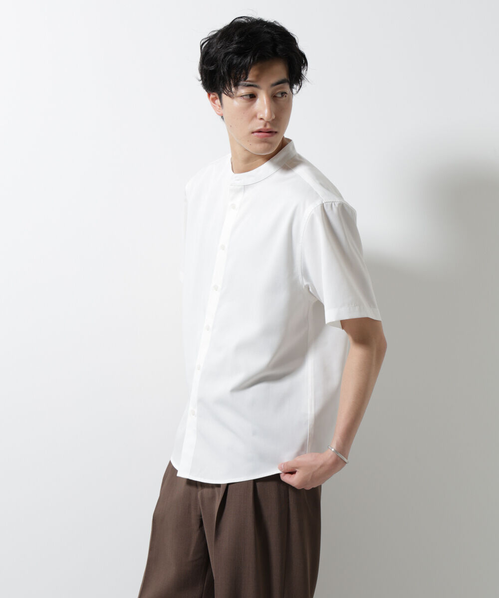 nano･universe「スタンダードバンドカラーシャツ/半袖」|シャツ・ブラウス|