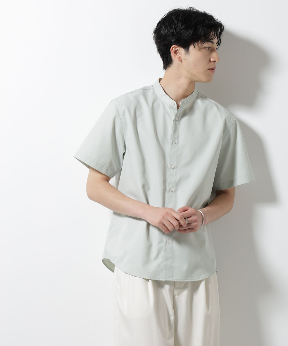 nano･universe「スタンダードバンドカラーシャツ/半袖」|シャツ・ブラウス|ミント2