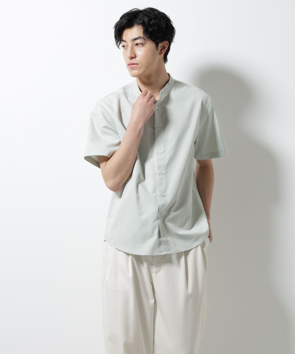 nano･universe「スタンダードバンドカラーシャツ/半袖」|シャツ・ブラウス|