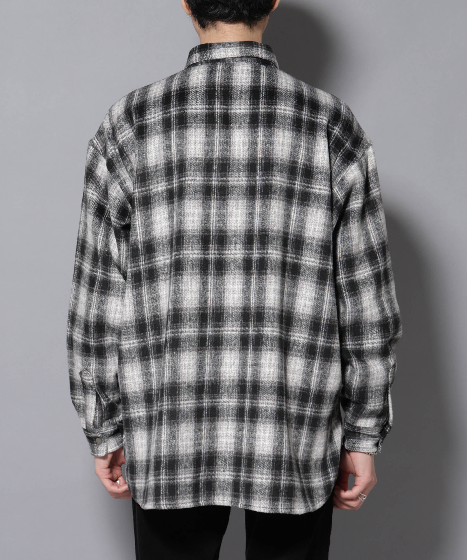 nano･universe「シャギーオンブレーチェックジャケット」|ブルゾン・スタジャン|