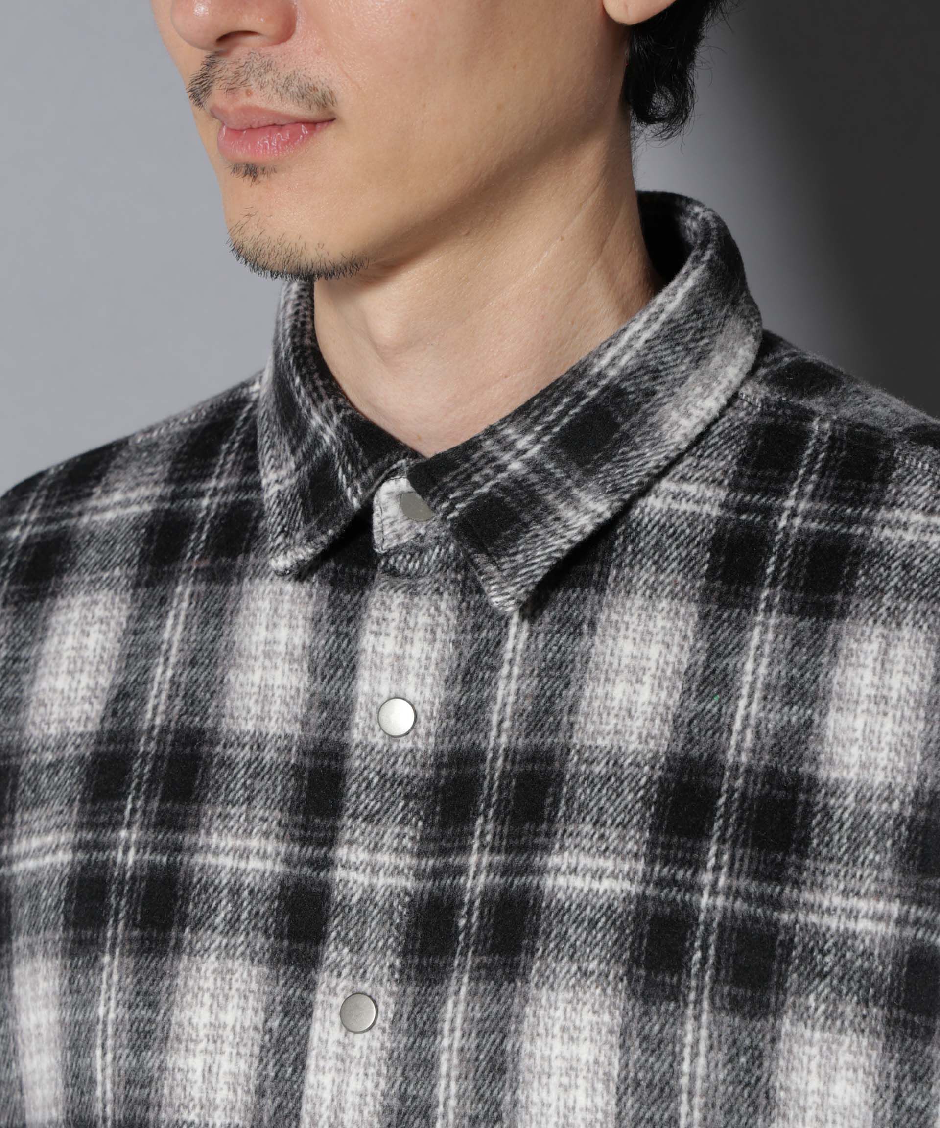 nano･universe「シャギーオンブレーチェックジャケット」|ブルゾン・スタジャン|