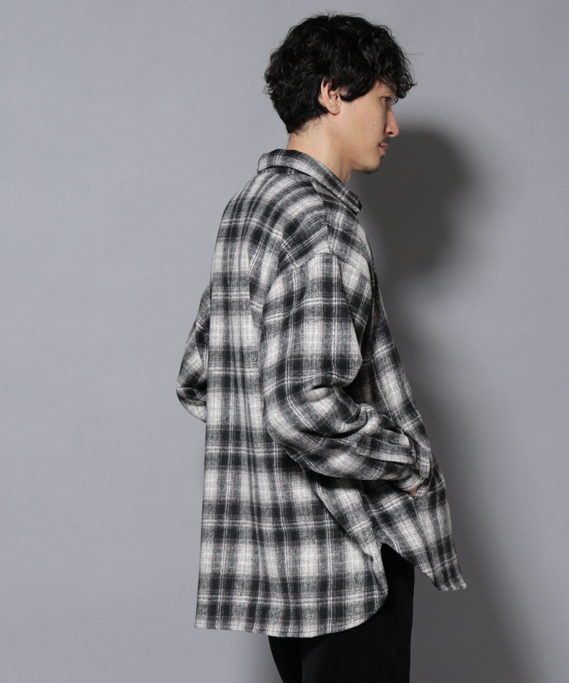 nano･universe「シャギーオンブレーチェックジャケット」|ブルゾン・スタジャン|