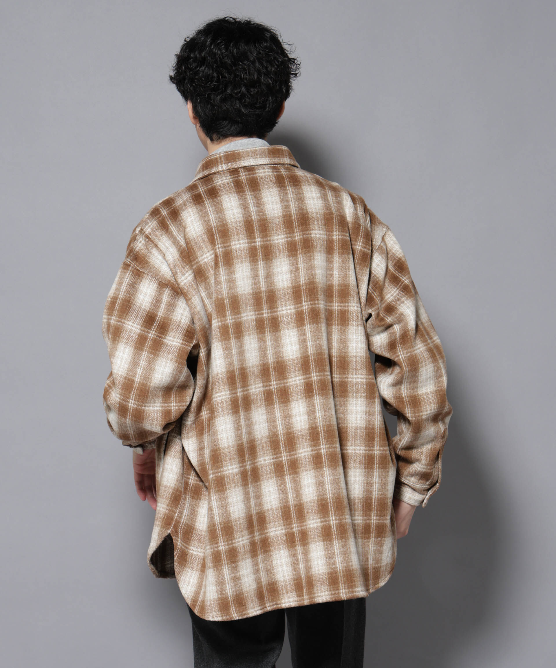 nano･universe「シャギーオンブレーチェックジャケット」|ブルゾン・スタジャン|