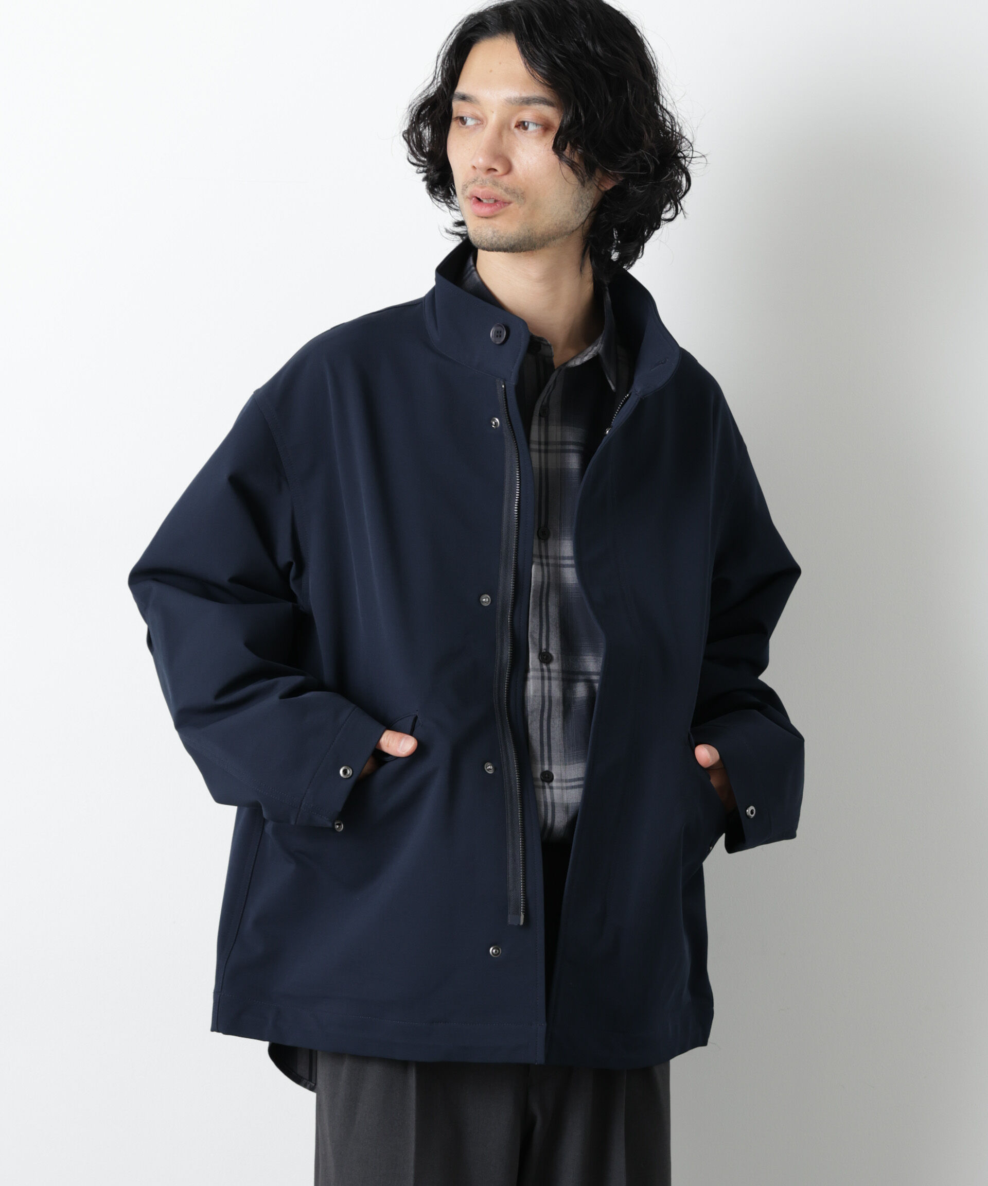 nano･universe「ドレープショートモッズブルゾン」|ブルゾン・スタジャン|ネイビー