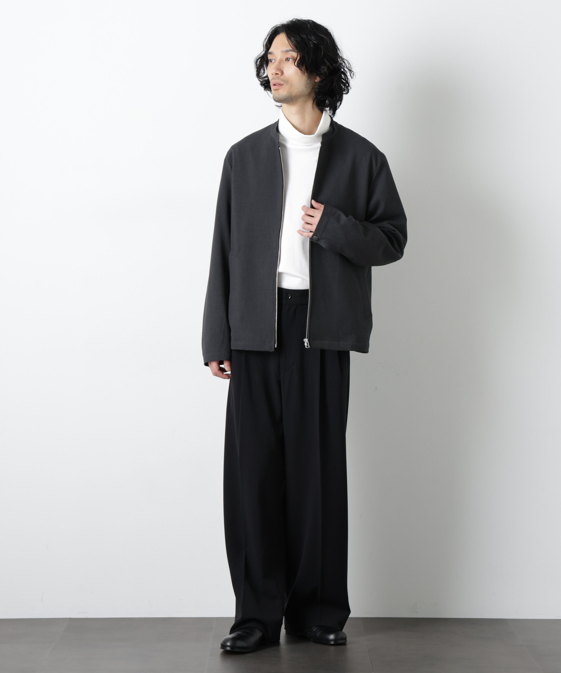 nano･universe「TR シングルライダースブルゾン」|ブルゾン・スタジャン|