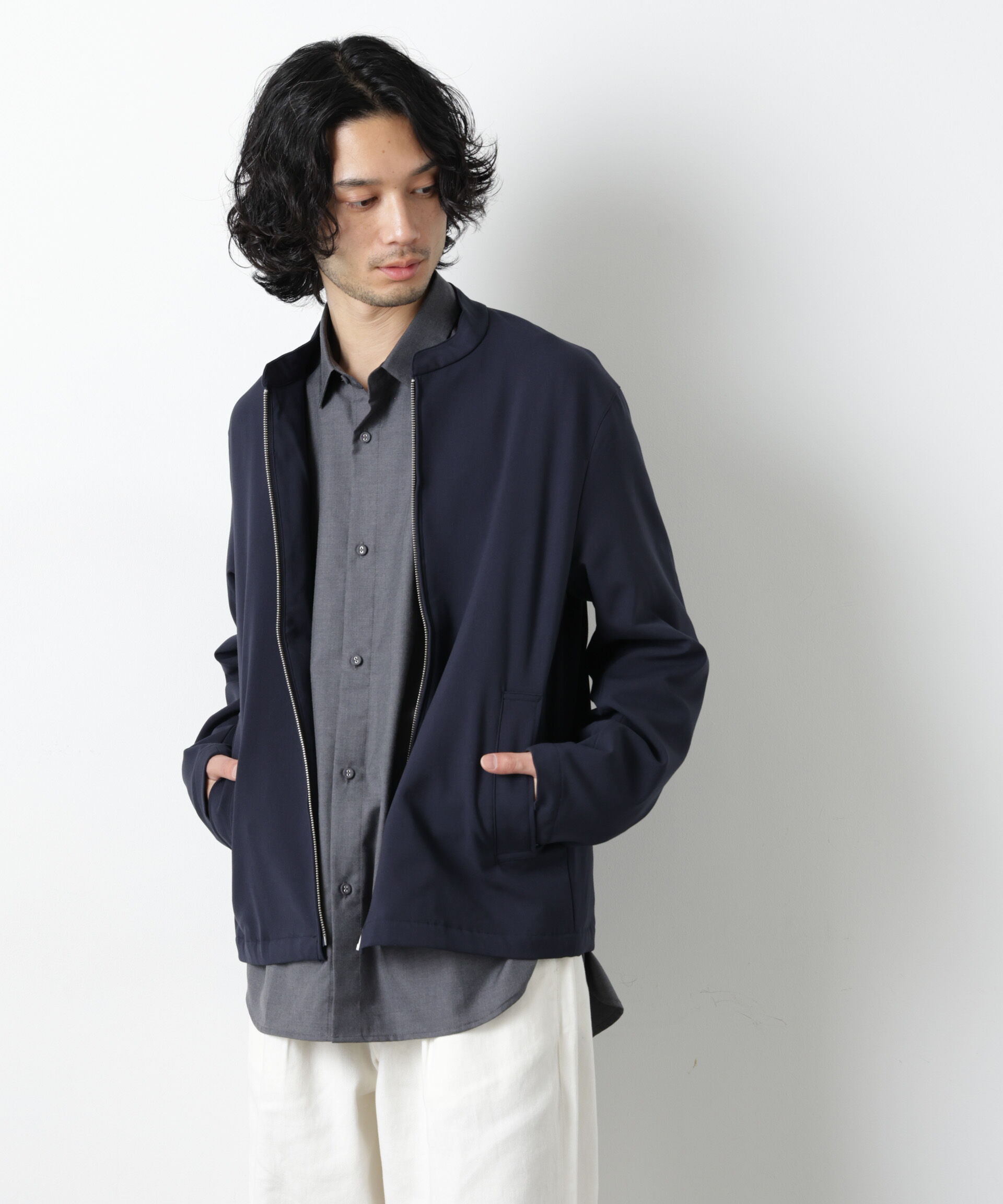 nano･universe「TR シングルライダースブルゾン」|ブルゾン・スタジャン|