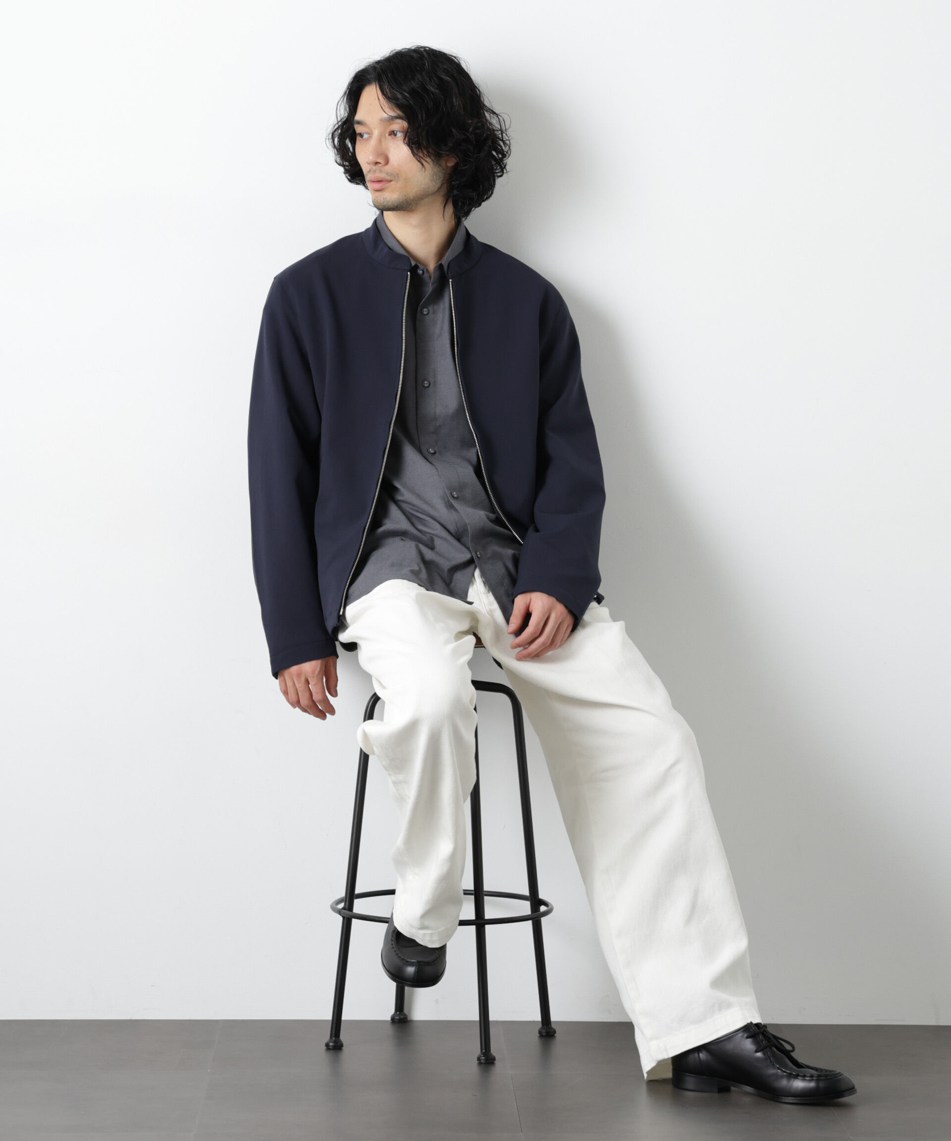 nano･universe「TR シングルライダースブルゾン」|ブルゾン・スタジャン|