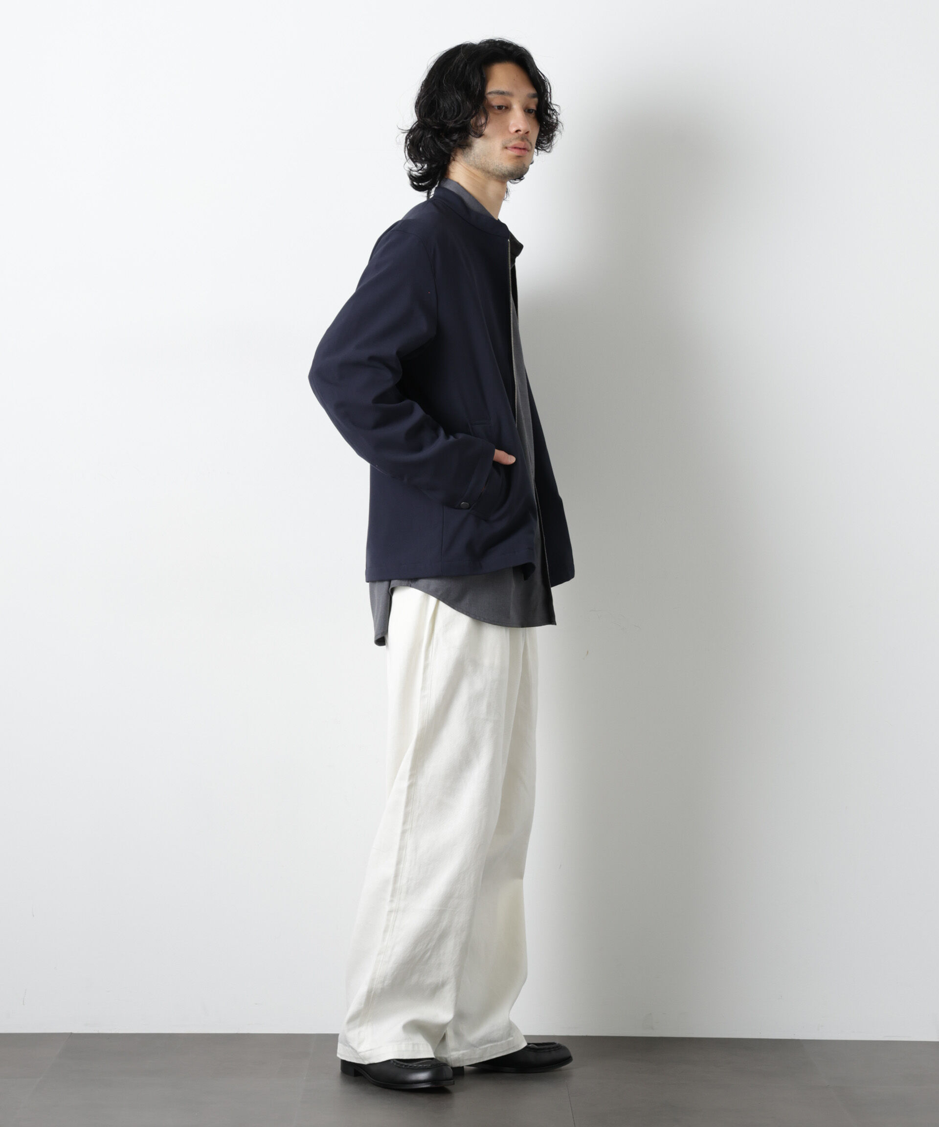 nano･universe「TR シングルライダースブルゾン」|ブルゾン・スタジャン|