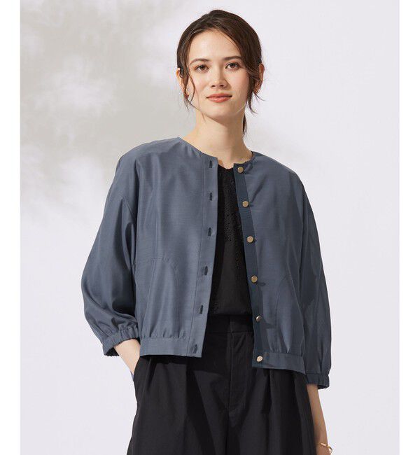 自由区「【カタログ掲載・接触冷感・洗える】ブライトシアーノーカラー ブルゾン」|ブルゾン・スタジャン|インク