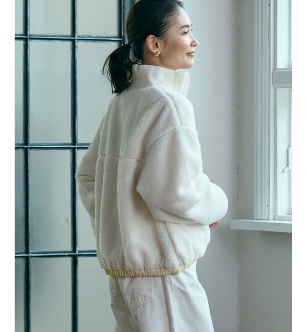 LACOSTE「リブニットスタンドカラーソフトボアジャケット / スタンドジップボアブルゾン」|ブルゾン・スタジャン|