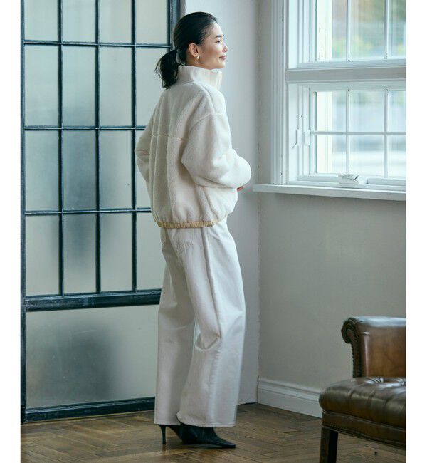 LACOSTE「リブニットスタンドカラーソフトボアジャケット / スタンドジップボアブルゾン」|ブルゾン・スタジャン|