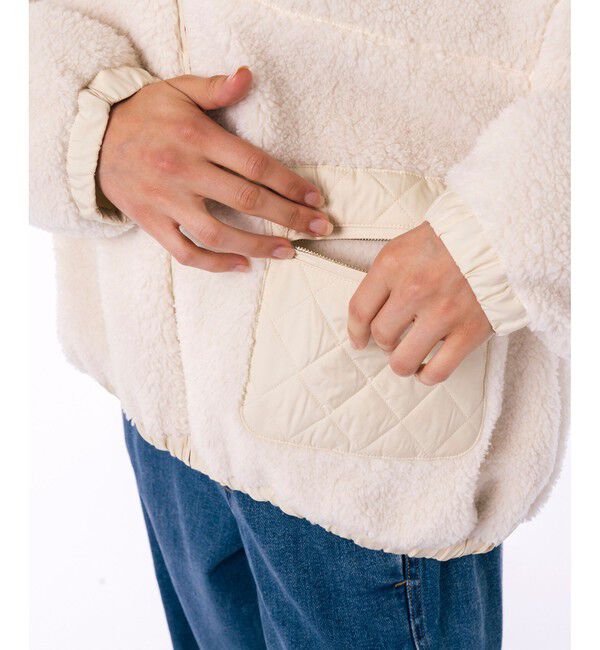 LACOSTE「リブニットスタンドカラーソフトボアジャケット / スタンドジップボアブルゾン」|ブルゾン・スタジャン|